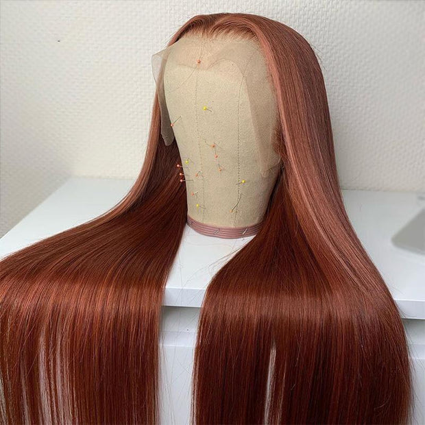 Reddish Brown Hair Straight Wigs 13x4 HD Lace Front Wig Glueless Affordable Human Hair Lace Wigs