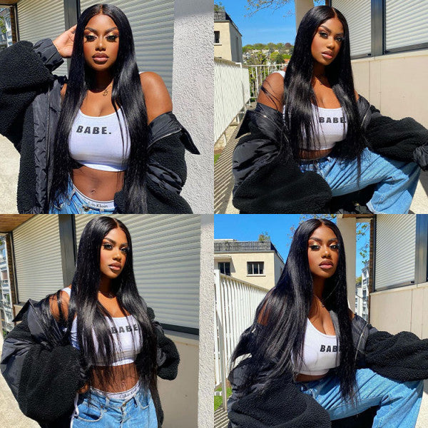 Skin Melt 5X5  Lace Straight Human Hair Lace Closure Wigs with Natural Hairline