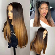 1B/30 Ombre Color Silky Straight Brazilian Virgin Hair Glueless Lace Front Wigs