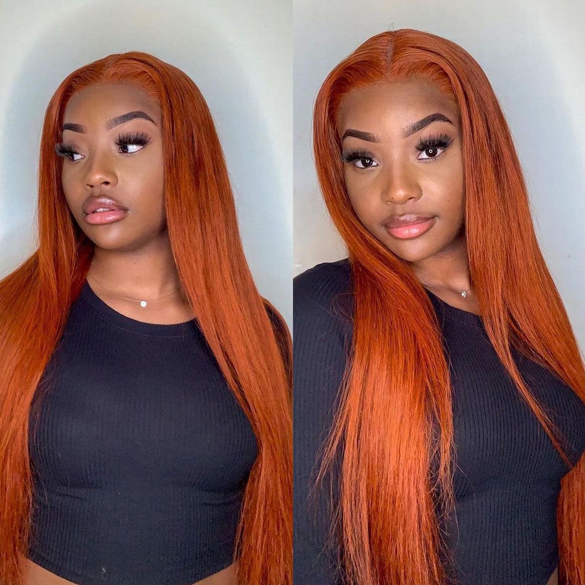 Orange Ginger Hair Color Wig Colored Straight Hair 13x4 HD Transparent Lace Human Hair Wigs For Black Women