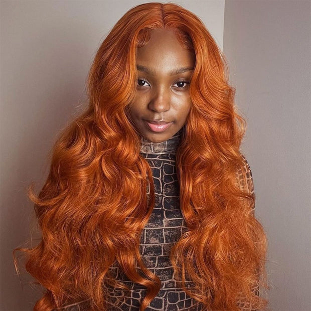 Barbie Orange Ginger Color 13x6 HD Lace Front Wigs Pre Plucked Human Hair Wig 150%-220% Density Remy Glueless Lace Wig for Women