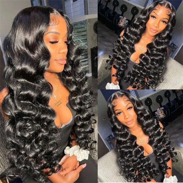 4x4 HD Transparen Lace Closure Wig Loose Wave Undetectable Huma Hair Wig 220 Density Wig Glueless