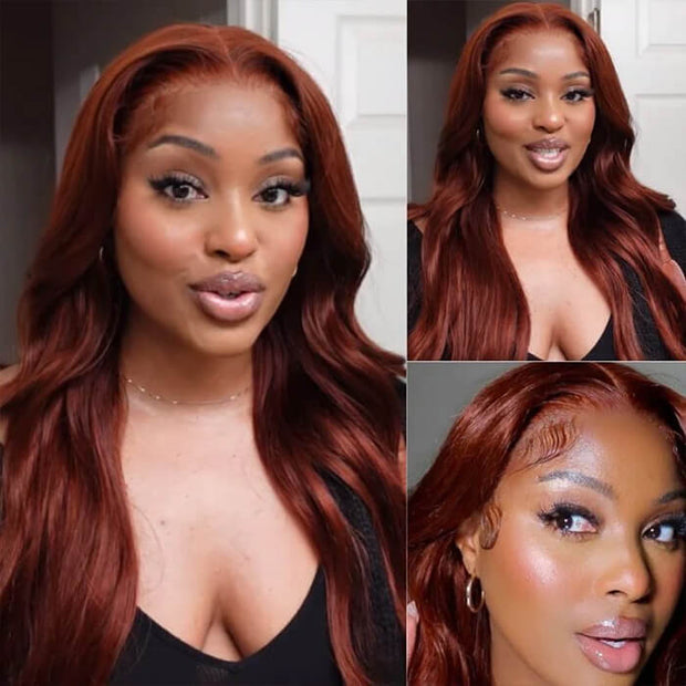 Skin Melt HD Lace Wigs #33 Reddish Brown Body Wave 13x4 Lace Front  Human Hair Wigs