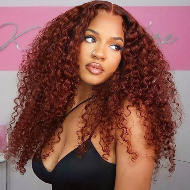 #33 Brunette Auburn Copper 4x4 13x4 HD Lace Front Wig Reddish Brown Color Virgin Human Hair