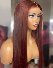 #33 Reddish Straight Hair 5x5 HD Lace Glueless Affordable Human Hair Wigs For Deep Skin Tones Lace Colored Wigs