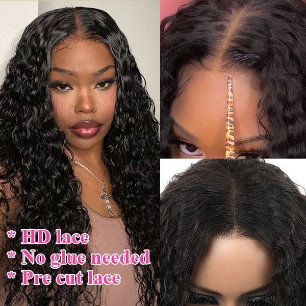 Upgraded 8X5/6X4  HD Lace Glueless Water Wave Wig 13X6 Wear Go Pre Cut Lace Closure Human Hair Wigs