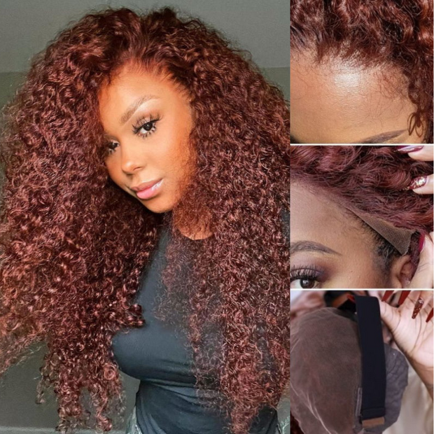 #33 Brunette Auburn Copper 4x4 13x4 HD Lace Front Wig Reddish Brown Color Virgin Human Hair