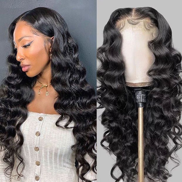 4x4 HD Transparen Lace Closure Wig Loose Wave Undetectable Huma Hair Wig 220 Density Wig Glueless