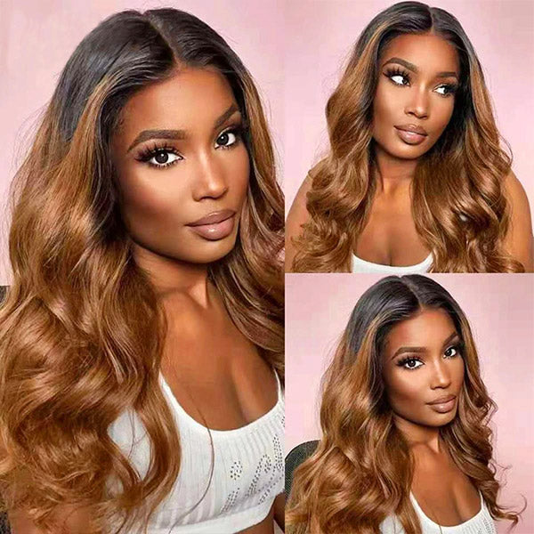 T1B/30 Color Brazilian Body Wave Hair 3 Bundles With 4x4 Lace Closure Human Hair Extensions