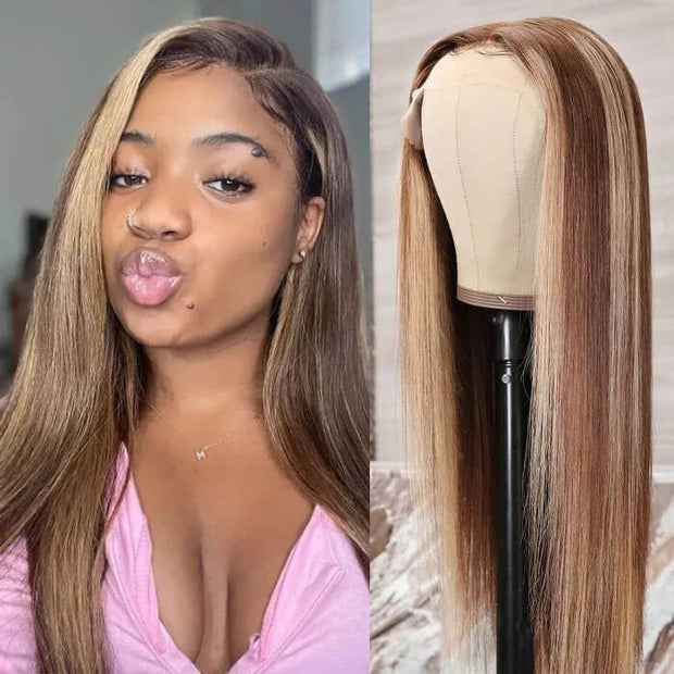 Piano Honey Blonde HighLight Wig 13x4 HD Lace Straight Hair Wig For Women 100% Human Hair Wigs