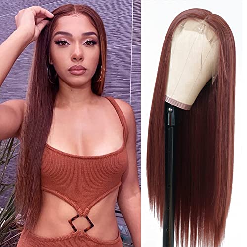 #33 Reddish Straight Hair 5x5 HD Lace Glueless Affordable Human Hair Wigs For Deep Skin Tones Lace Colored Wigs