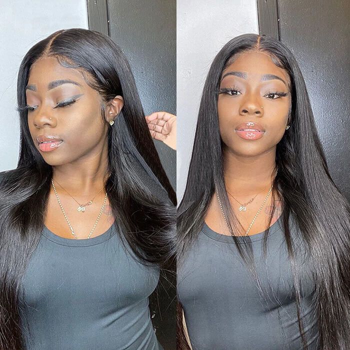 13x4 Transparent Lace Front Wigs Human Hair Wigs Pre Plucked Natural Hairline 220% Density