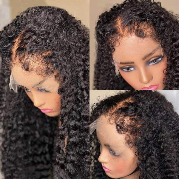 Type 4C Edges Hairline Wig Deep Curly Hair Invisible HD Lace Front Human Hair Wigs With Curly Edges