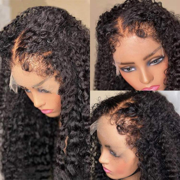 Type 4C Hairline Wig Deep Curly Hair Invisible HD Lace Front Human Hair Wigs With Curly Edges