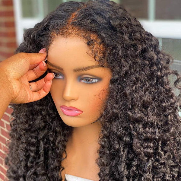 Type 4C Hairline Wig Deep Curly Hair Invisible HD Lace Front Human Hair Wigs With Curly Edges