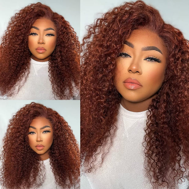 #33 Brunette Auburn Copper 4x4 13x4 HD Lace Front Wig Reddish Brown Color Virgin Human Hair