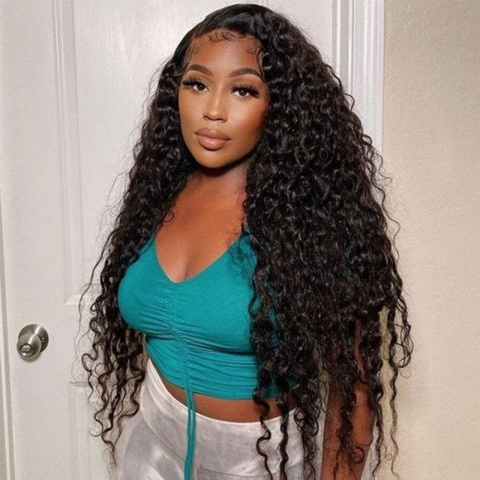 Deep Wave 13x4 HD Transparent Lace Front Wig Glueless Invisible 5x5 4x4 Lace Closure Human Hair Wigs