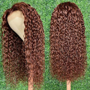 Skin Melt HD Lace Wigs #33 Reddish Brown 13x4 Lace Front Wig Water Wave Pre-Plucked Human Hair Wigs