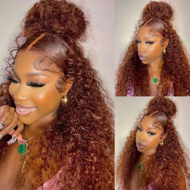 #33 Brunette Auburn Copper 4x4 13x4 HD Lace Front Wig Reddish Brown Color Virgin Human Hair