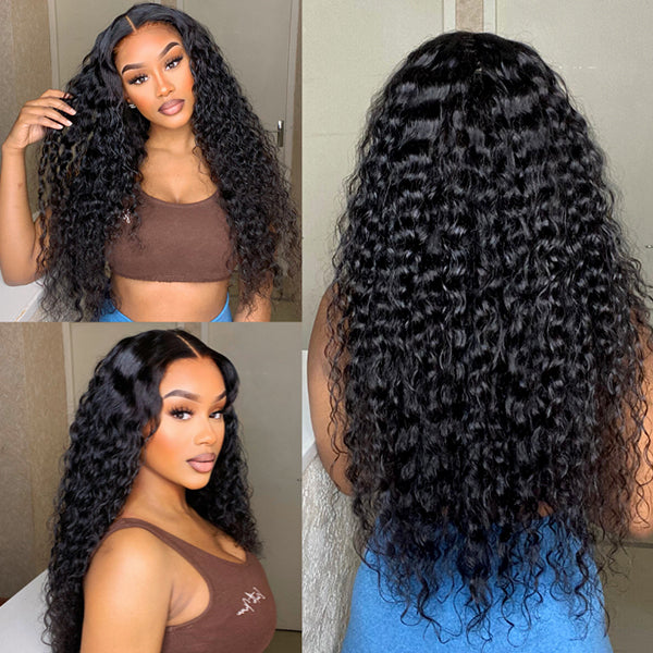 Natural Kinky Curly Glueless Human Hair Wig HD Transparent Lace Front Wigs Invisible Small Bleached Knots