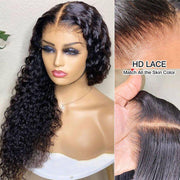 Water Wave Glueless Wigs 13x4 13x6 HD Invisible Transparent Lace Front Human Hair Wigs Bleached Knots