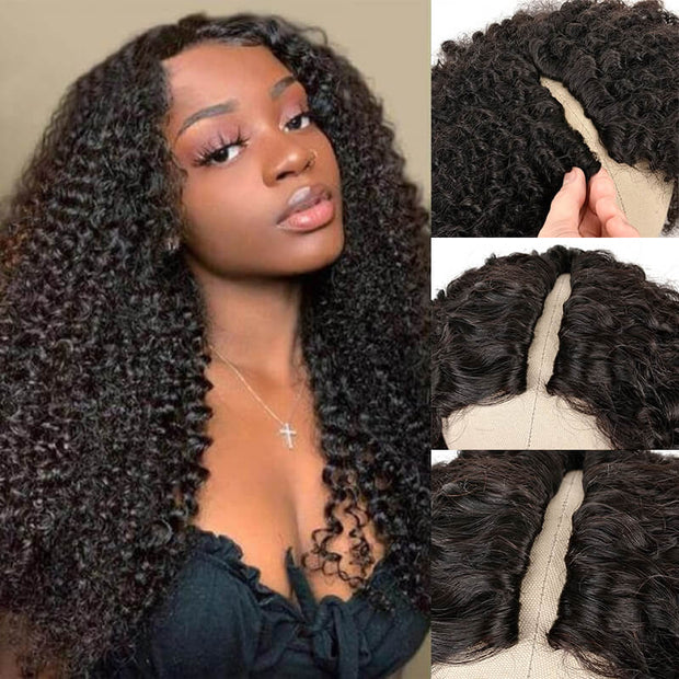 V Part Kinky Curly Wig  Beginner Friendly No Work Need Wear and Go Glueless  Human Hair Wig