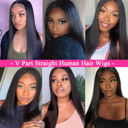 Upgraded Durable V Shape Glueless Wig Human Hair Straight Beginner Friendly Natural U Part Wig