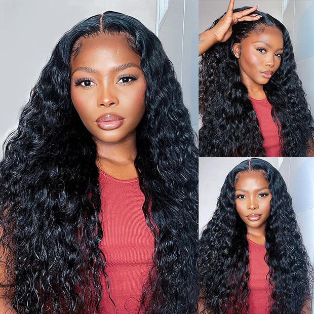 Lace Frontal Human Hair Water Wave Wig 13x4 Natural Color Wigs With Natural Hairline
