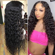 Lace Frontal Human Hair Water Wave Wig 13x4 Natural Color Wigs With Natural Hairline