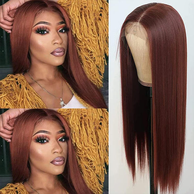 Reddish Brown Hair Straight Wigs 13x4 HD Lace Front Wig Glueless Affordable Human Hair Lace Wigs