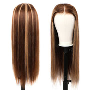 Invisible Hd Lace Wear & Go Glueless Wigs Ombre Highlights #412 Straight Human Hair 4x4 Closure Wig