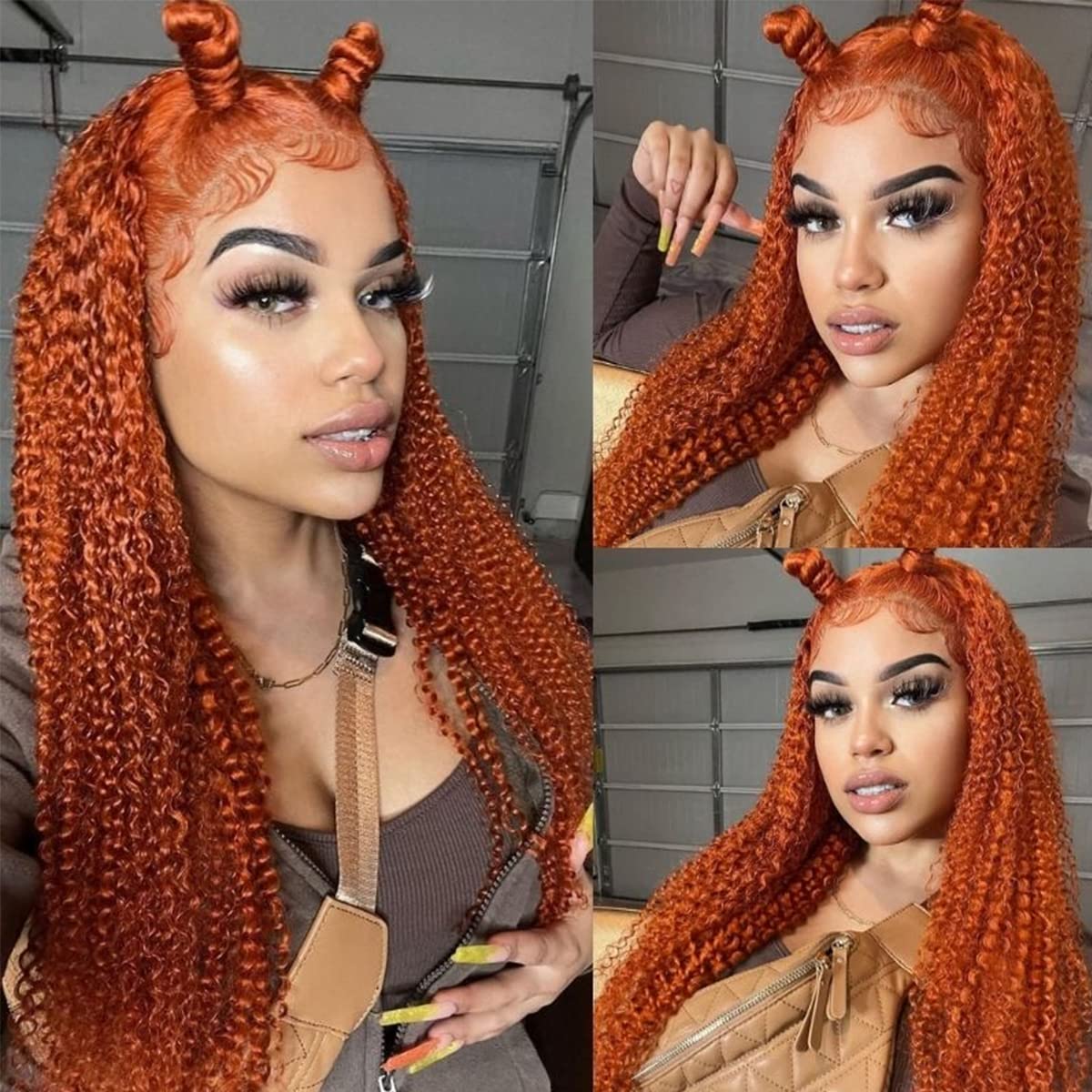 Orange Ginger Color 13x6 HD Lace Front Wigs Pre Plucked Human Hair Wig 220% Density Remy Glueless Lace Wig for Women