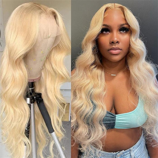 613 Honey Blonde Color 13x6 Lace Front 18-26 Inch Human Hair Wigs For Women Transparent Brazilian Remy Straight & Body Wave Frontal Wig