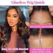 Upgraded 6X4/8x5 Pre Cut Lace Closure Wig Glueless Body Wave 13x6 HD Lace with Natural Hairline Beginner Friendly