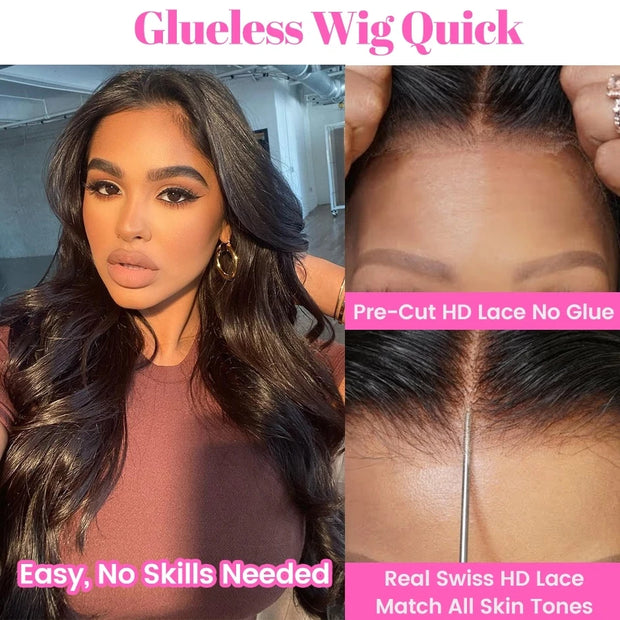 Upgraded 6X4/8x5 Pre Cut Lace Closure Wig Glueless Body Wave 13x6 HD Lace with Natural Hairline Beginner Friendly