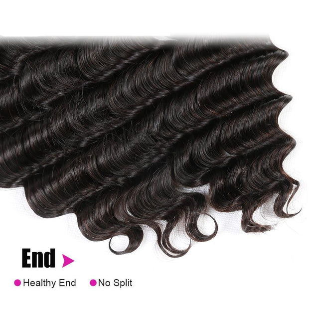 Loose Deep Wave Bundles with Closure Peruvian Hair Bundles with Closure Remy 100% Human Hair Bundles with 4X4 lace Closure