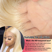 Colored 6x6 Transparent Lace Wig 613 Blonde Straight Human Hair Lace Closure Wigs With Baby Hair