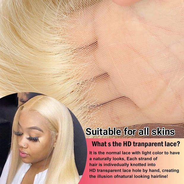 Barbie Colored 6x6 Transparent Lace Wig 613 Blonde Straight Human Hair Lace Closure Wigs With Baby Hair