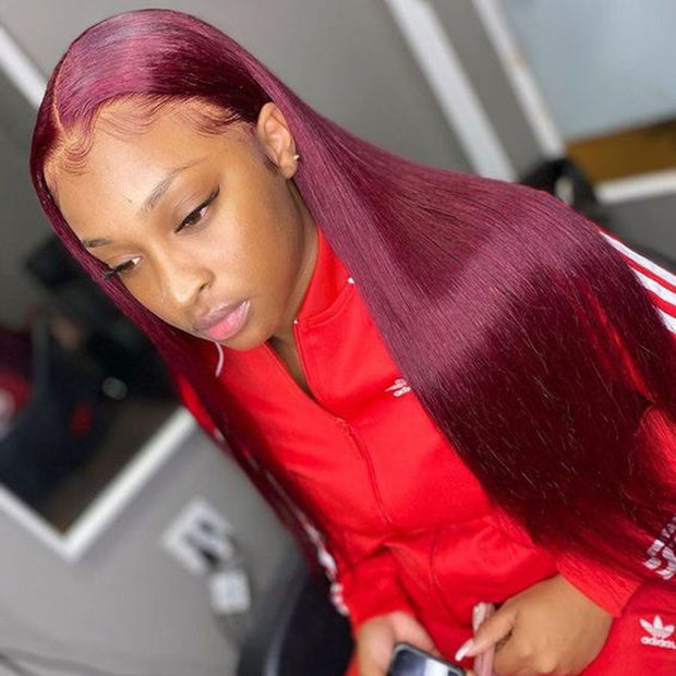 Sugar Plum Color Body Wave Hair 99J Burgundy 13x4 HD Lace Front Wig 100% Virgin Real Human Hair Wig