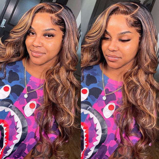 Clearance Sale|Blonde Lace Closure Wig Body Wave Frontal Wig Colored Ombre Human Hair Wigs 1B/30 Highlight Brazilian Natural Hair Wig 180% desntiy