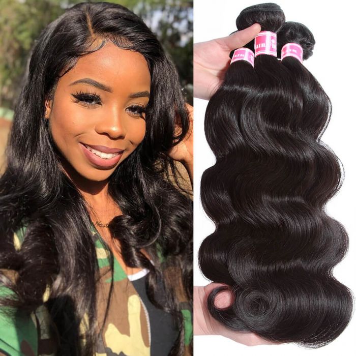 Brazilian Virgin Hair Body Wave 4 Bundles 10A Grade Unprocessed 100% Human Hair Weave Natural Black Color