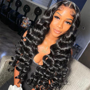 Natural Crimps Curls Loose Wave Glueless 5x5 Closure HD Lace Human Hair Wig With Baby Hair
