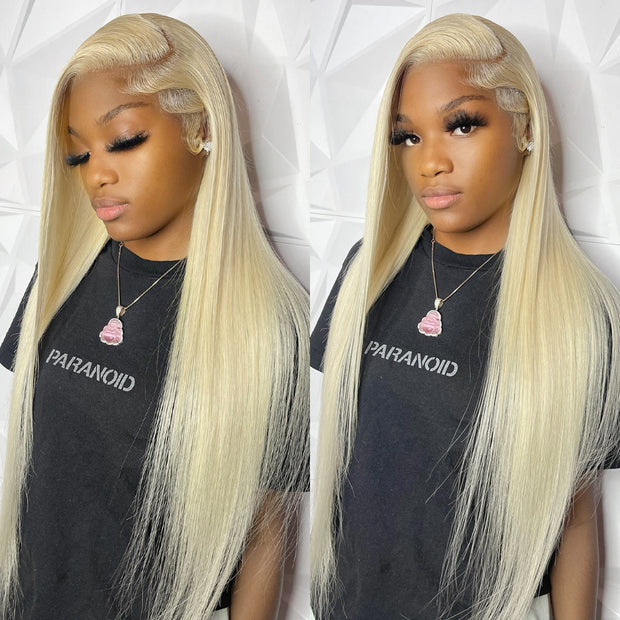 Barbie Colored 6x6 Transparent Lace Wig 613 Blonde Straight Human Hair Lace Closure Wigs With Baby Hair