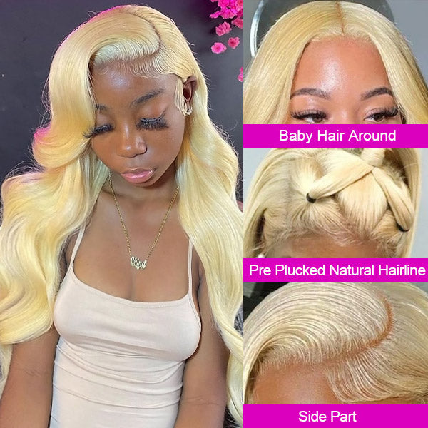 613 Blonde HD Transparent Body Waves 13*4 Lace Front Human Hair Wig