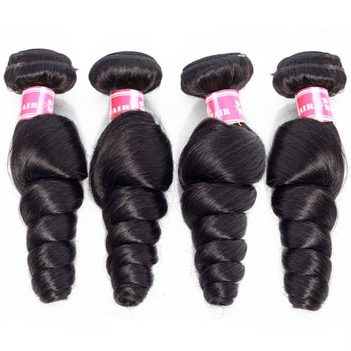 Brazilian Loose Wave Human Hair 4 Bundles 10A High Quality Natural Black Color Unprocessed Virgin Hair Weave