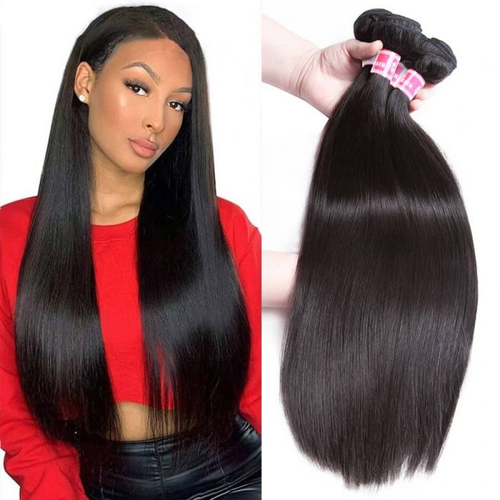 Brazilian Straight Virgin Hair 4 Bundles 10A Grade Unprocessed 100% Human Hair Weave Natural Black Color