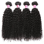 Unprocessed Brazilian Virgin Curly Human Hair 4 Bundles 10A Virgin Hair Weave Natural Black Color