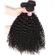 Brazilian Virgin Curly Hair 3 Bundles With 13X4 Lace Frontal 100% Human Hair Weave