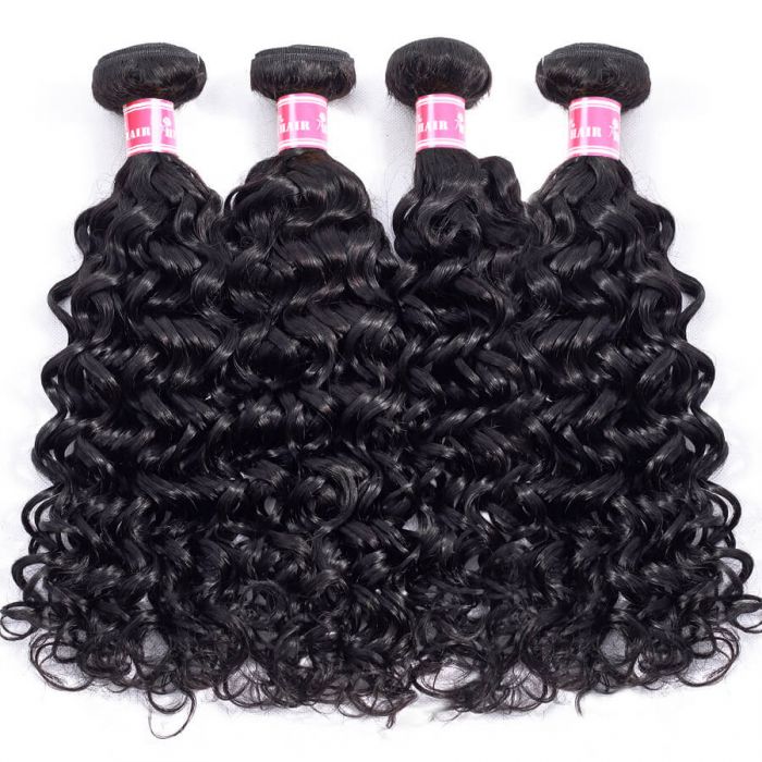 Brazilian Water Wave Human Hair 4 Bundles 10A High Quality Natural Black Color Unprocessed Virgin Hair Weave