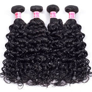 Peruvian Human Hair Water Wave 4 Bundles With 4*4 Lace Closures Wet And Wavy Virgin Hair